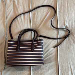 Kate Spade White and Blue Satchel with Structured Design